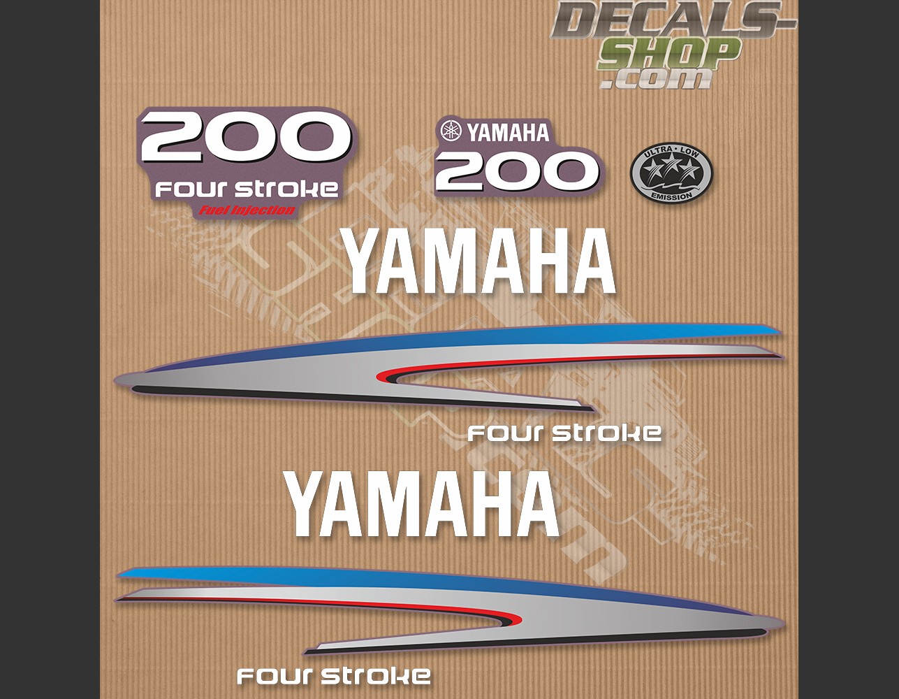 Yamaha 200/225/250 HP 2-Stroke Outboard Decal Kit – Marine Vinyl, Free Shipping